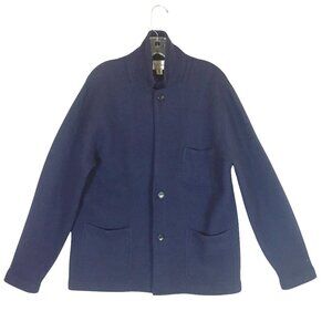 J.Crew Womens M  Merino Wool Cardigan Sweater Jacket Navy Knit
